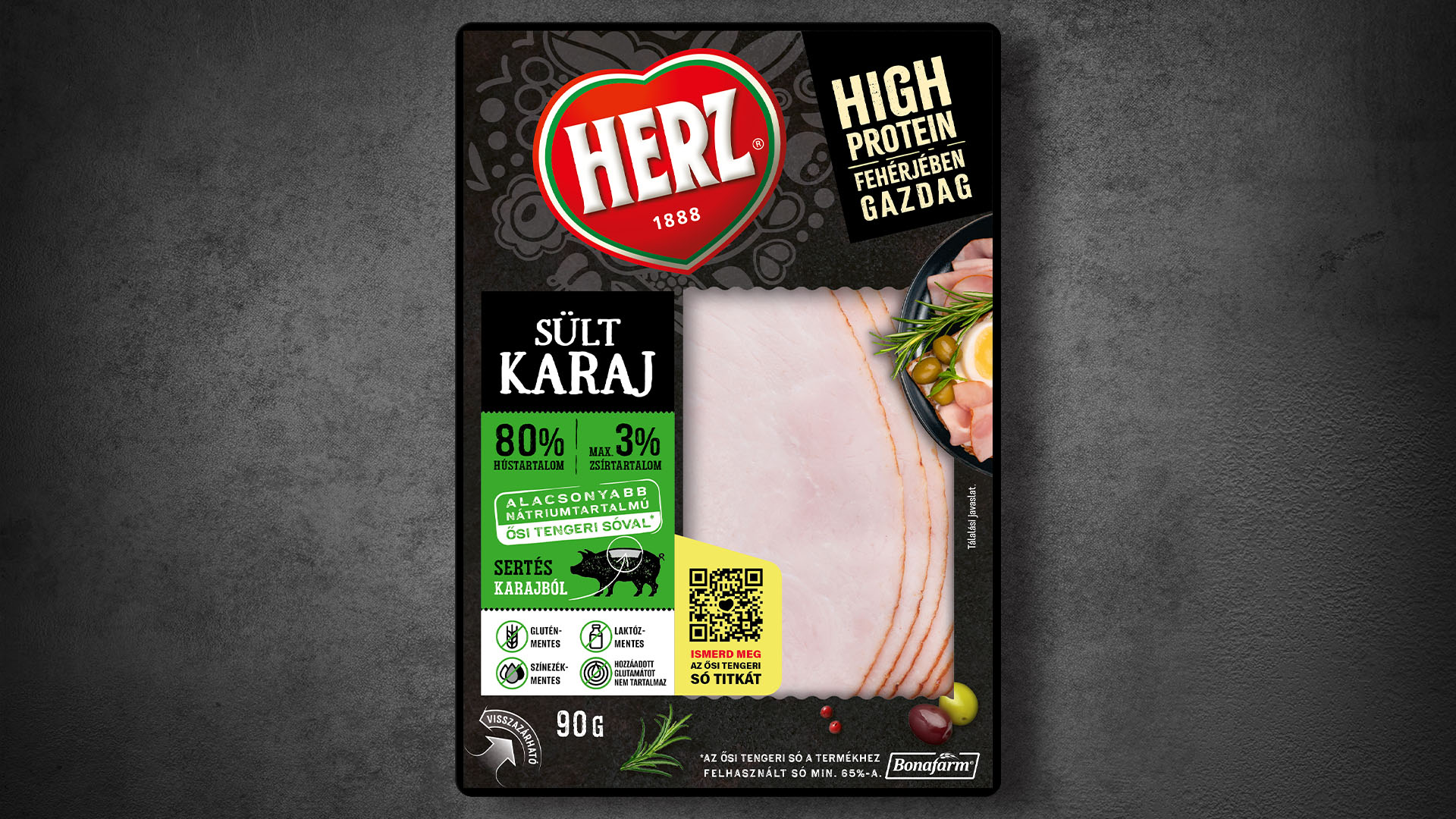 Herz sült karaj tálcás csomagolása
