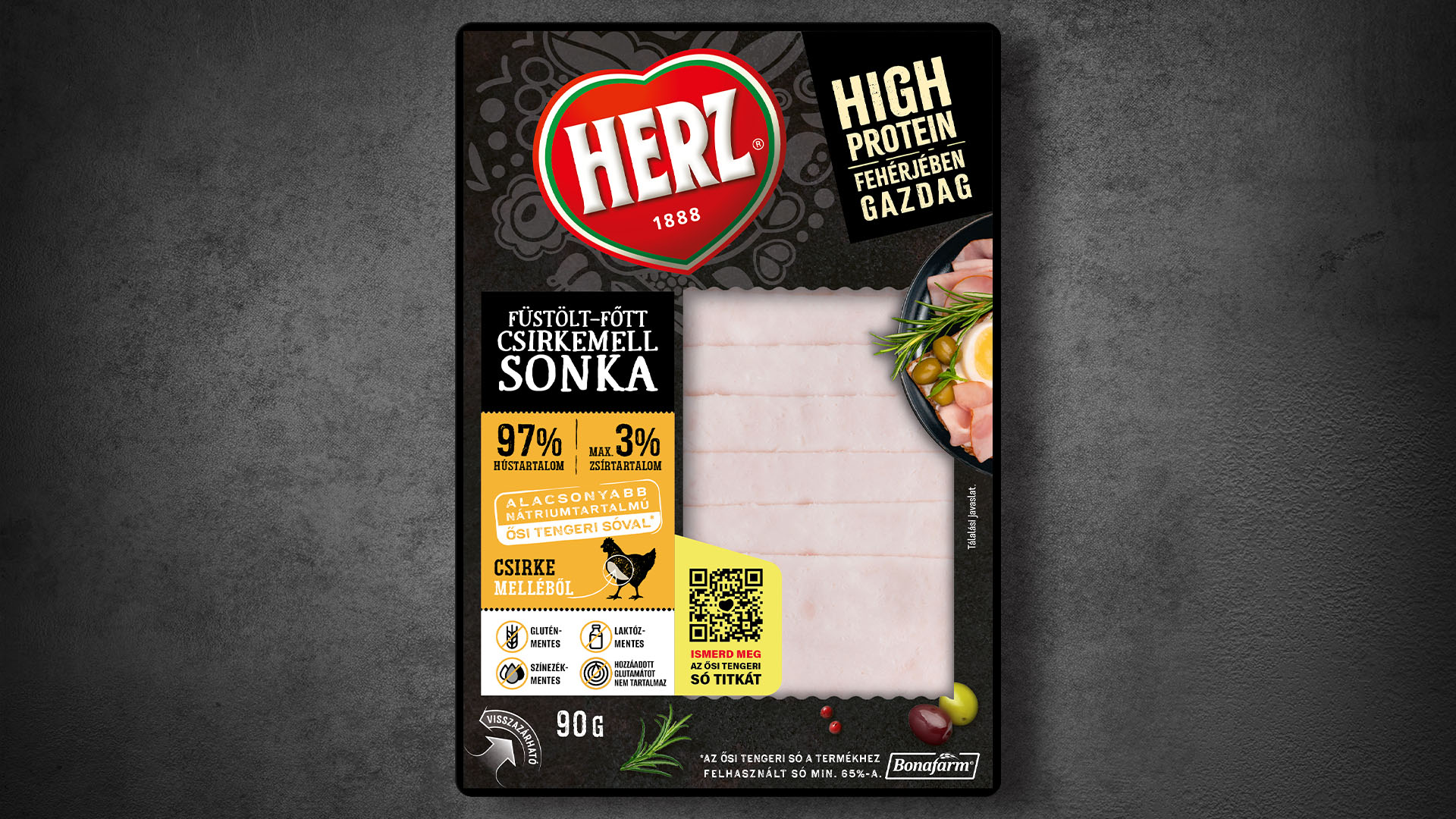 Herz füstölt-főtt csirkemell sonka tálcás csomagolása