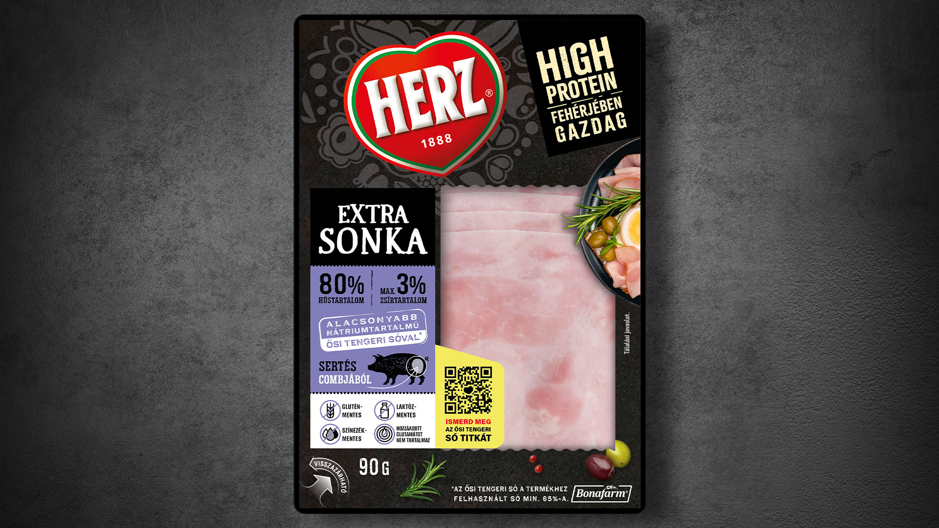 Herz extra sonka tálcás csomagolása