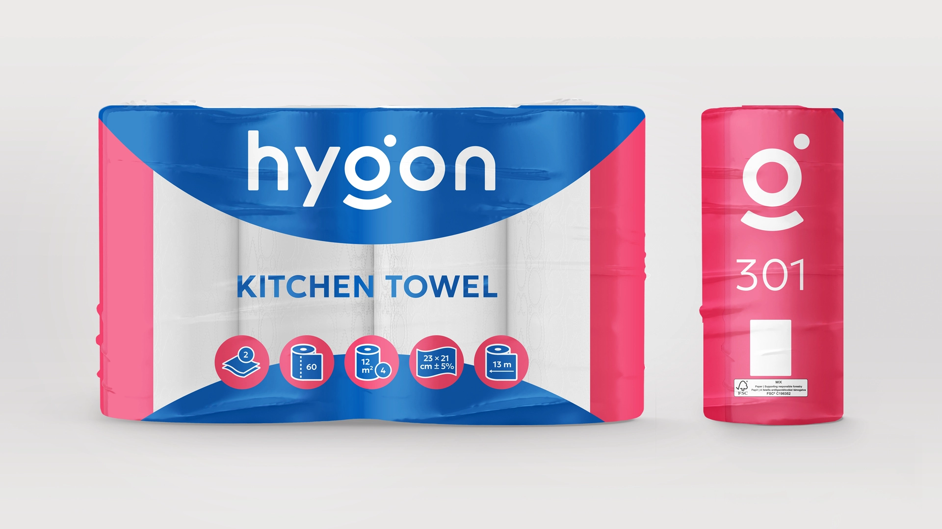 Hygon Kitchen Towel kéztörlő-csomagolás és 301-es tekercs