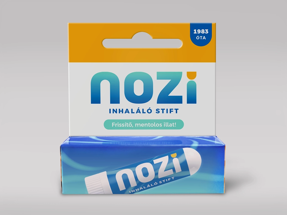 Nozi inhaláló stift „Frissítő, mentolos illat!” akasztós csomagolása