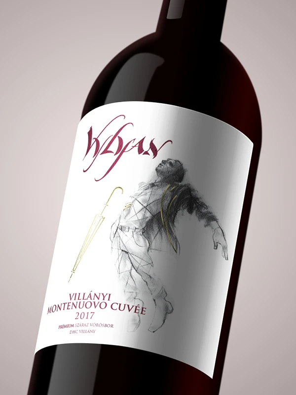 Vylyan Villányi Montenuovo Cuvée 2017 palack illusztrált címkéje