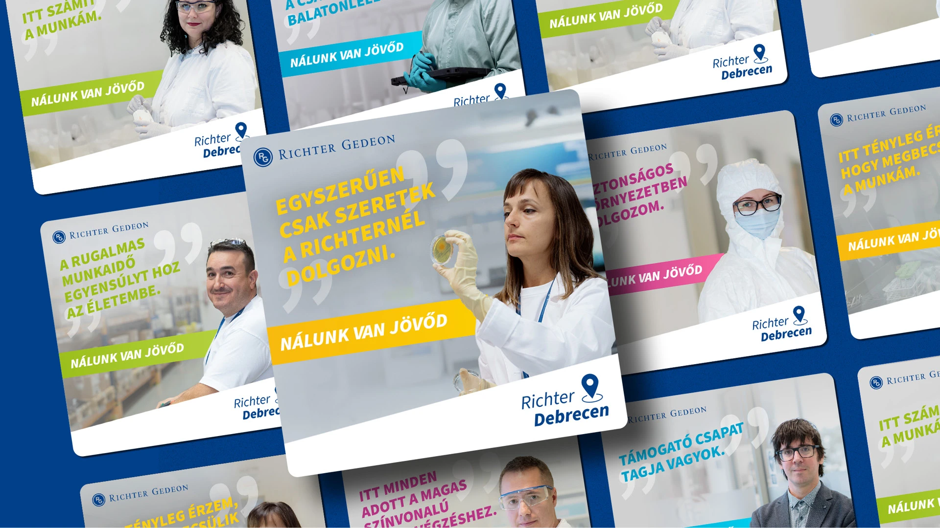 A Richter Debrecen „Nálunk van jövőd” toborzókampány közösségimédia-posztjai – employer branding
