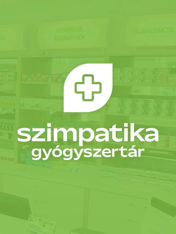 Szimpatika gyógyszertár belső tér zöld arculati elemekkel – retail arculat és belsőépítészeti design