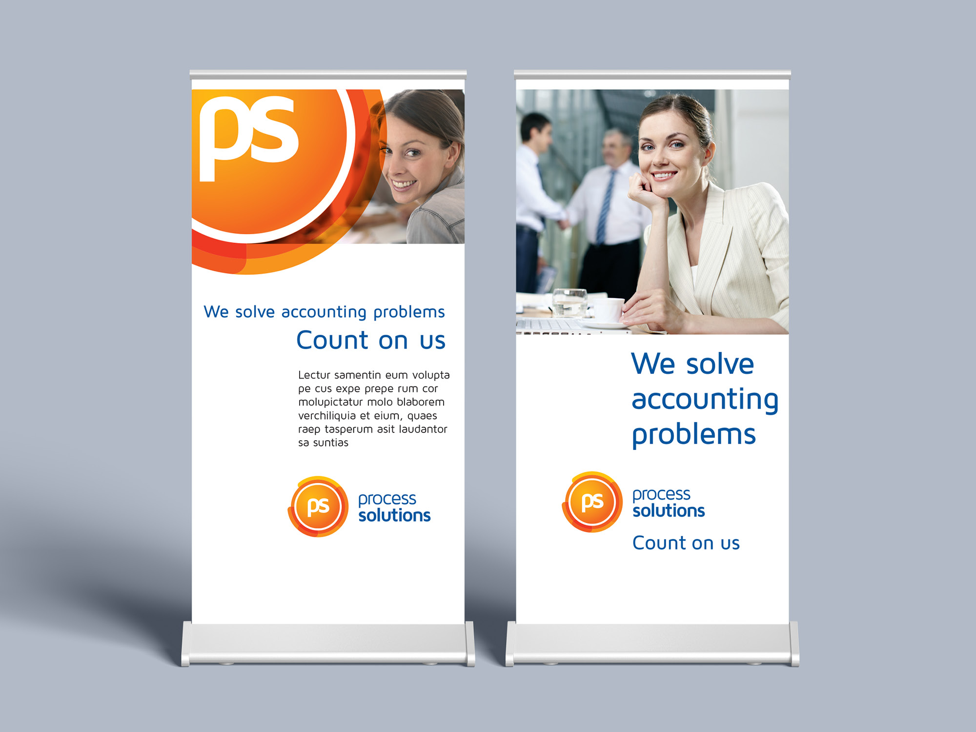 Két Process Solutions roll-up „We solve accounting problems” szlogennel
