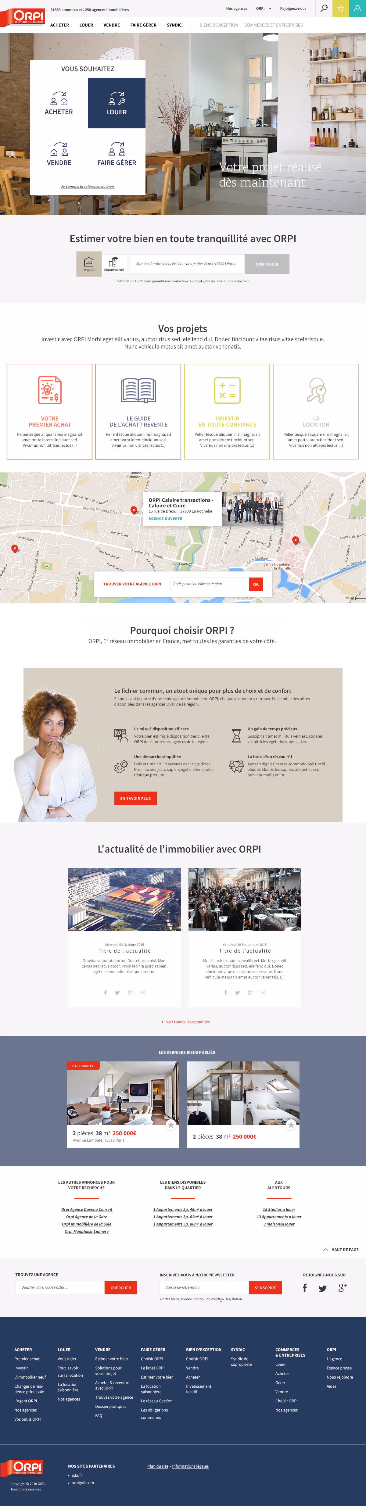 The homepage for the ORPI website