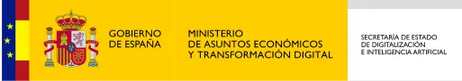 Logo of the Government of Spain with the coat of arms and text for the Ministry of Economic Affairs and Digital Transformation and the Secretariat of State for Digitalization and Artificial Intelligence.