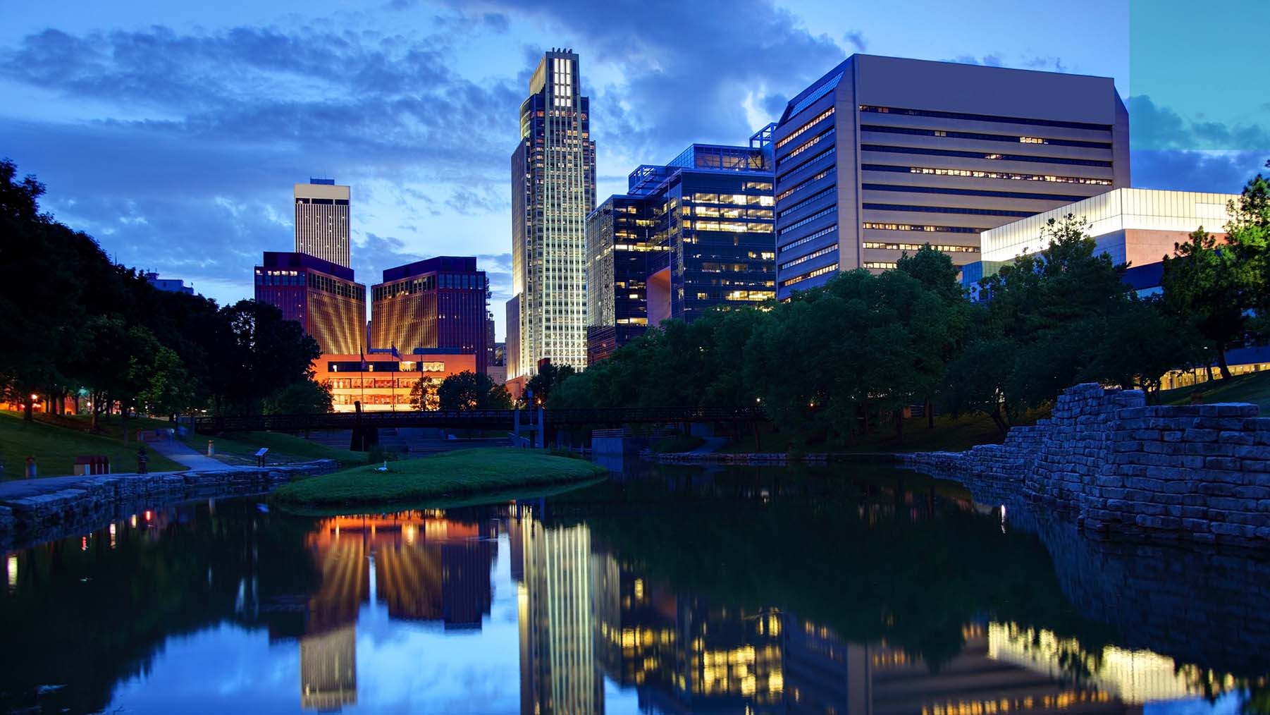 Omaha Nebraska downtown skyline.