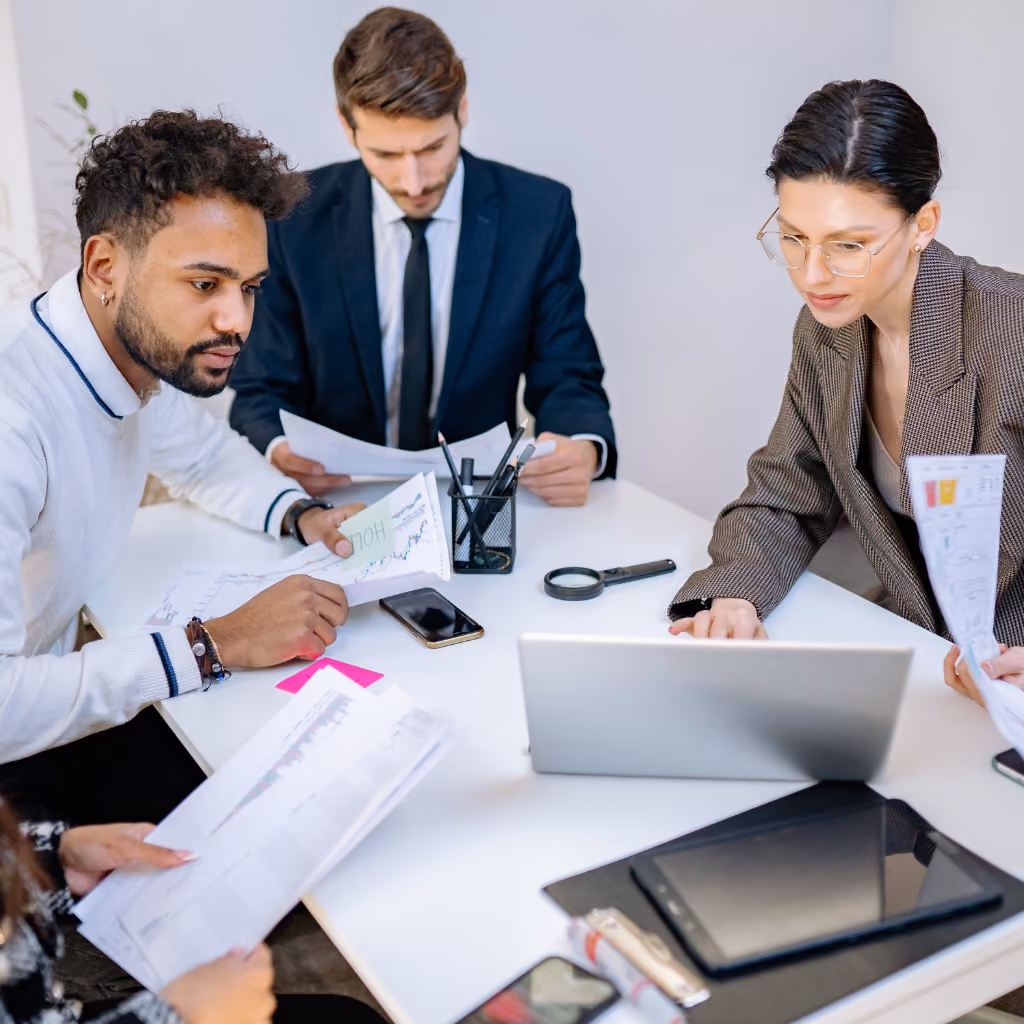 Colleagues reviewing documents