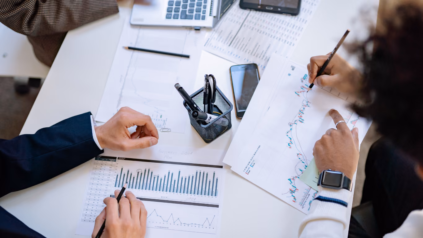 Financial documents and charts