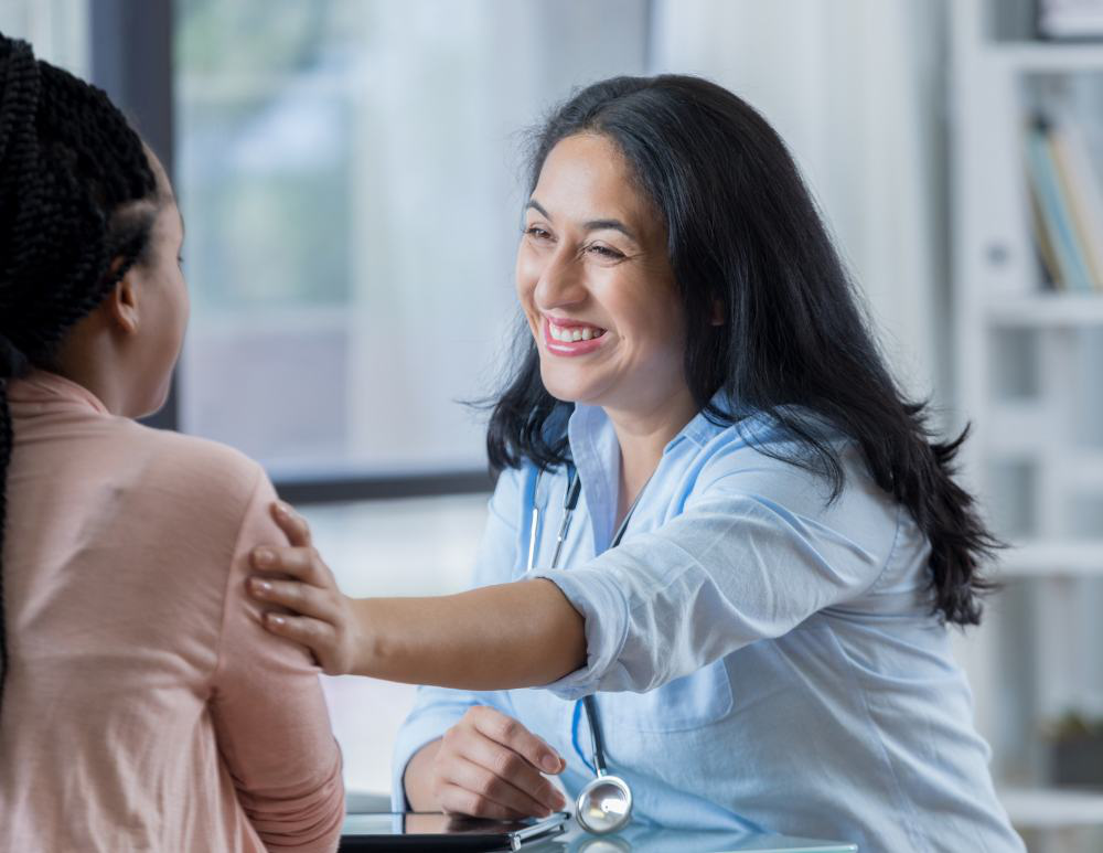 Life sciences professionals collaborating with an employee