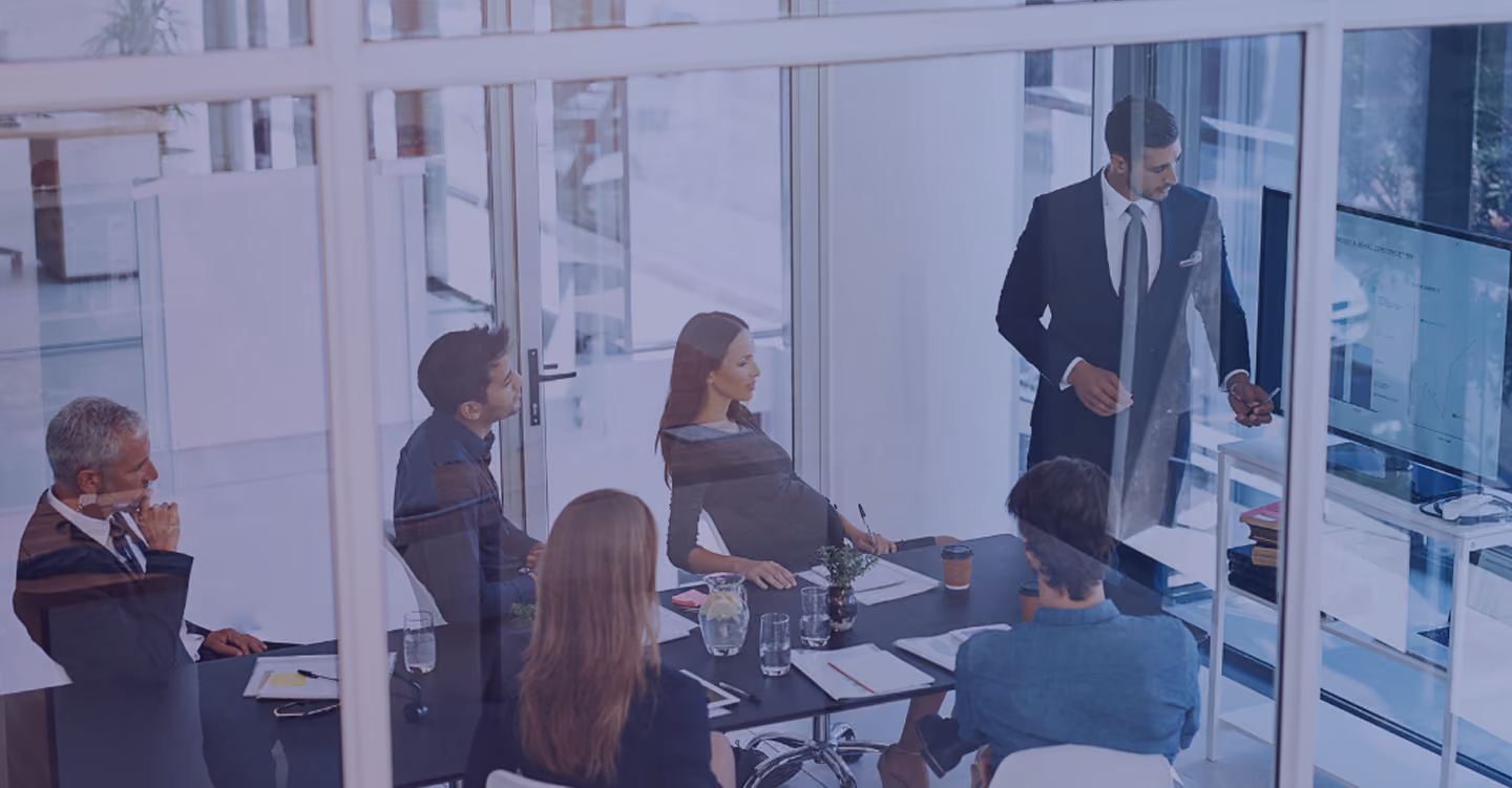 Team collaborating in a meeting
