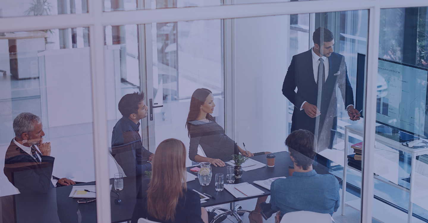 Team collaborating in a meeting