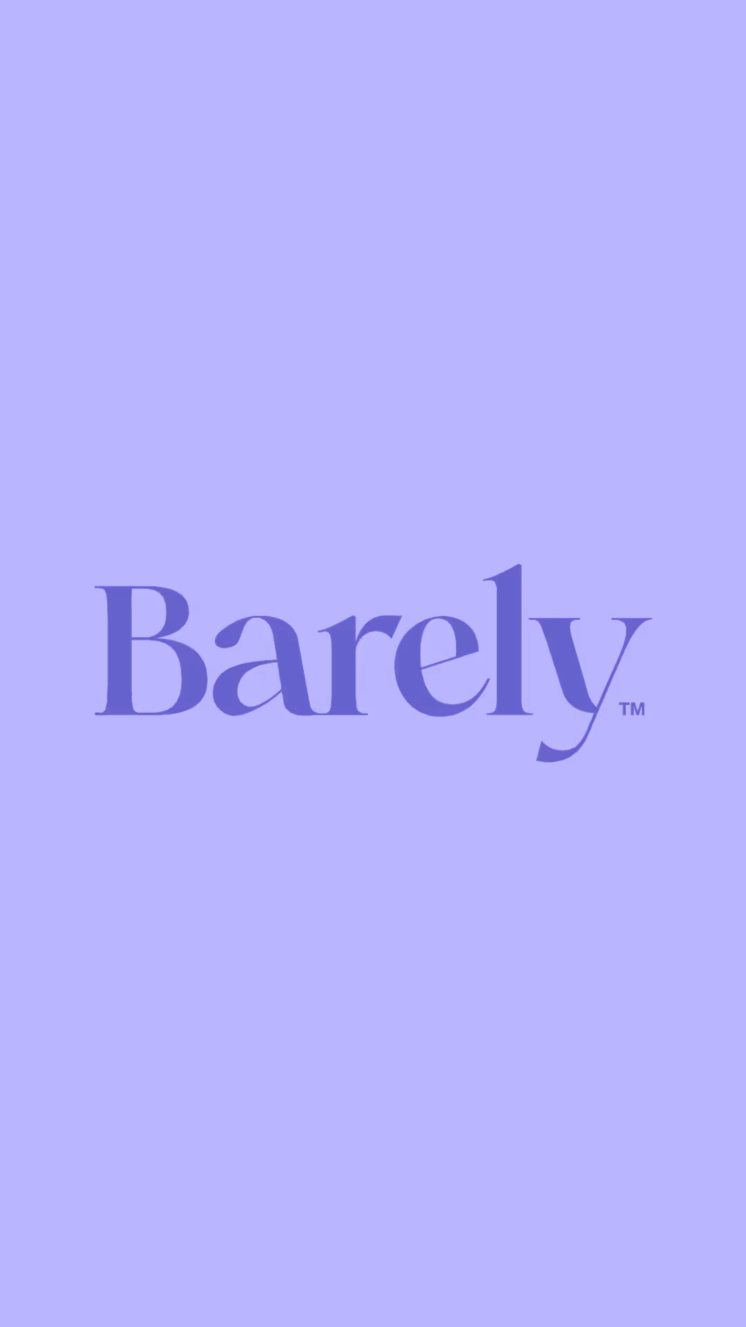 Purple background with the word 'Barely' in a darker purple serif font in the center.