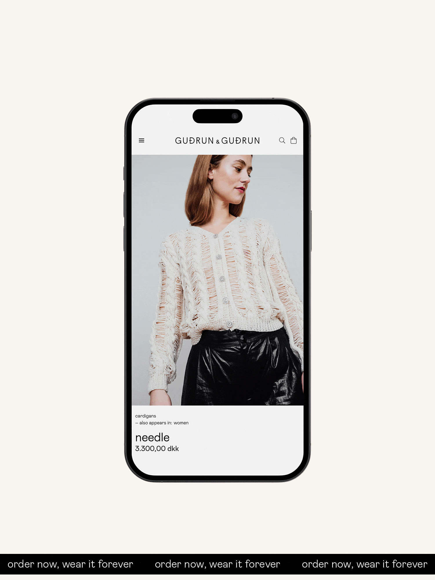 Heimasíðusnið av vøru á fartelefon