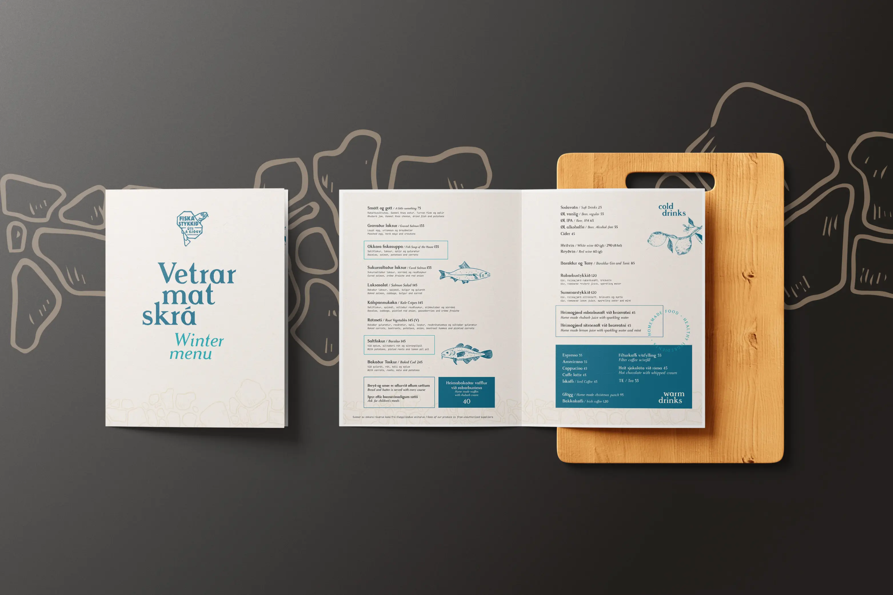 Menukortið á Fiskastykkinum