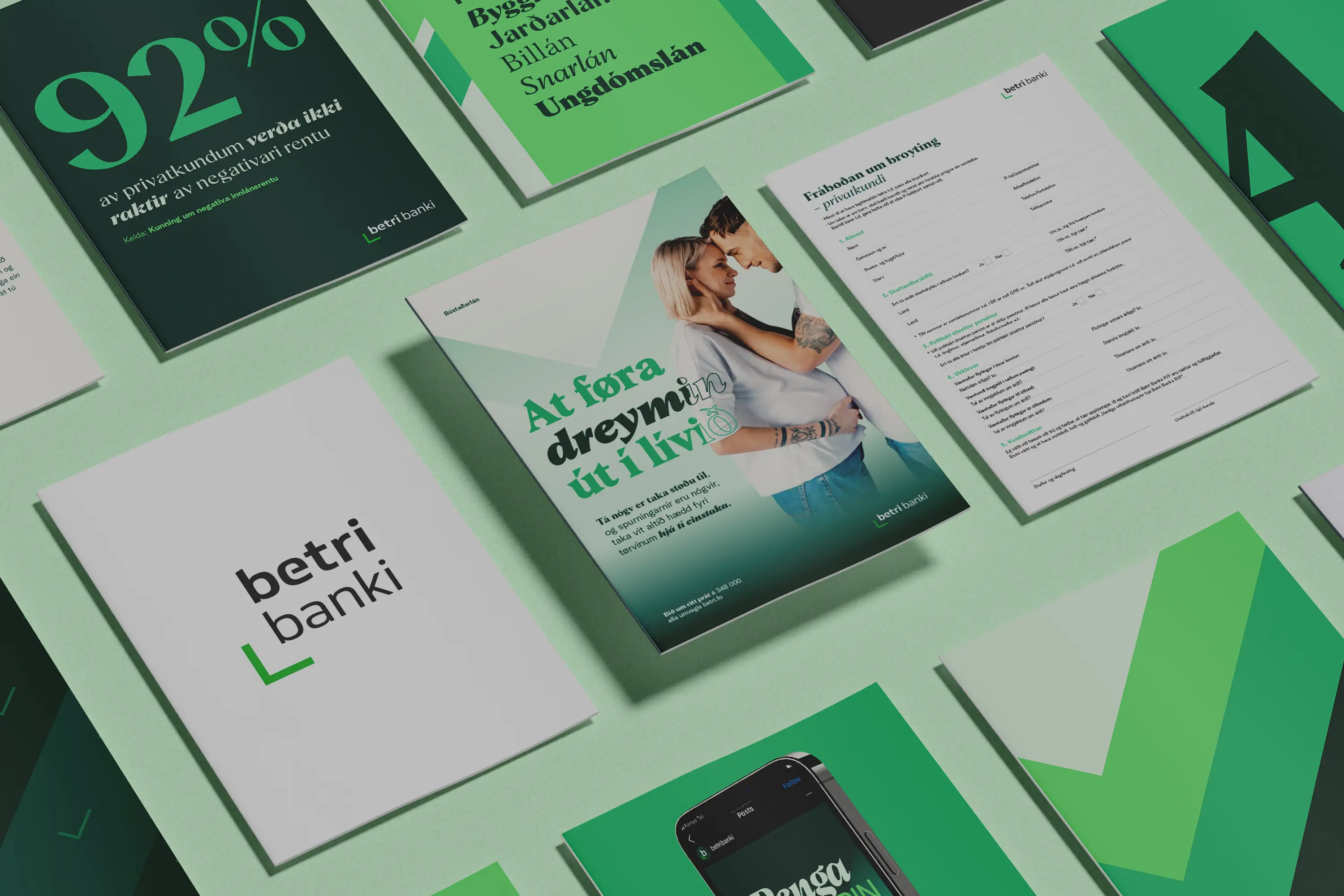 Snið dømi við nýggja leistinum hjá Betri Banka