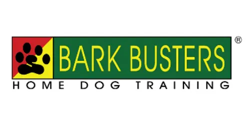 Bark Busters home dog training logo with paw print icon.