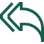 Green curved left arrow with double chevron pointing left.