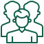 Icon of three outlined people representing a group or team.