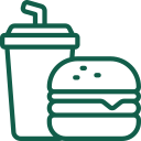 Icon of a fast food meal with a soda cup and a hamburger.