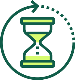 Green hourglass indicating excess time passing before action taken