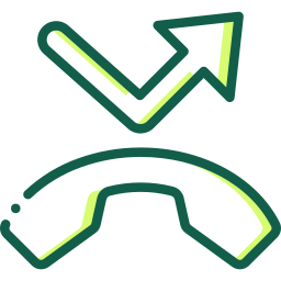 Green and yellow missed call icon with a curved phone receiver and an upward arrow.