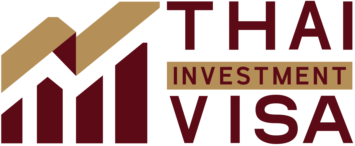 Logo of Thai Investment Visa with stylized gold and burgundy upward arrow bars.