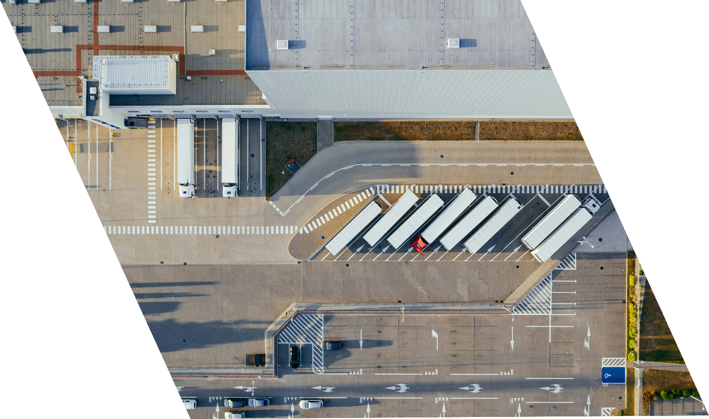 Trucks and cargo from above - drone photo