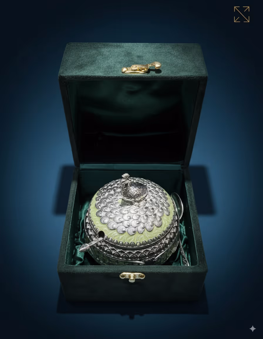 Peacock Multipurpose Pot – luxury silver multipurpose pot with peacock design