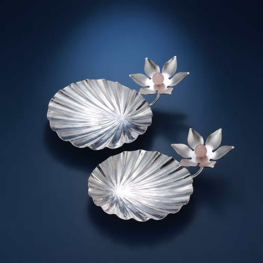 2 Shell Lotus Dish – artistic lotus-shaped silver dish set
