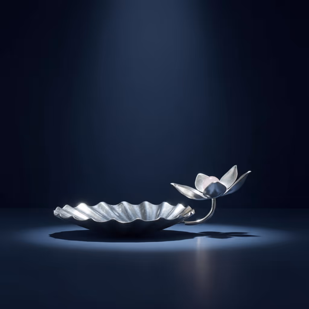 2 Shell Lotus Dish – artistic lotus-shaped silver dish set
