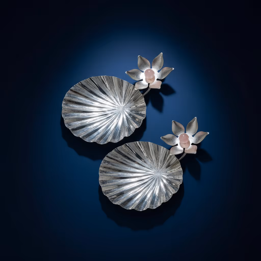 2 Shell Lotus Dish – artistic lotus-shaped silver dish set