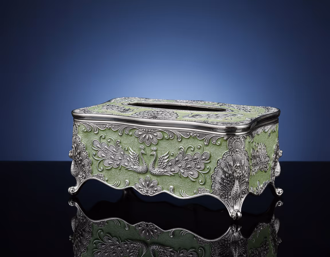 Silver Tissue Box – handcrafted silver tissue holder for home décor
