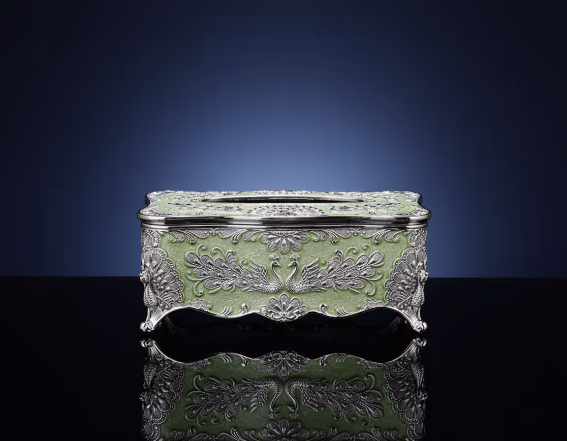 Silver Tissue Box – handcrafted silver tissue holder for home décor