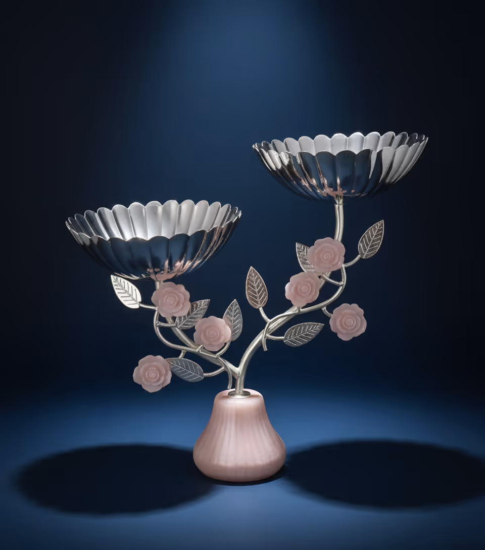 Rose Nut Bowl – decorative silver bowl for dry fruits and snacks