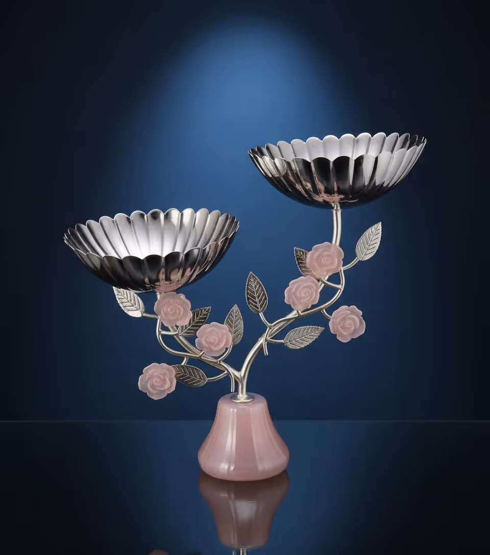 Rose Nut Bowl – decorative silver bowl for dry fruits and snacks