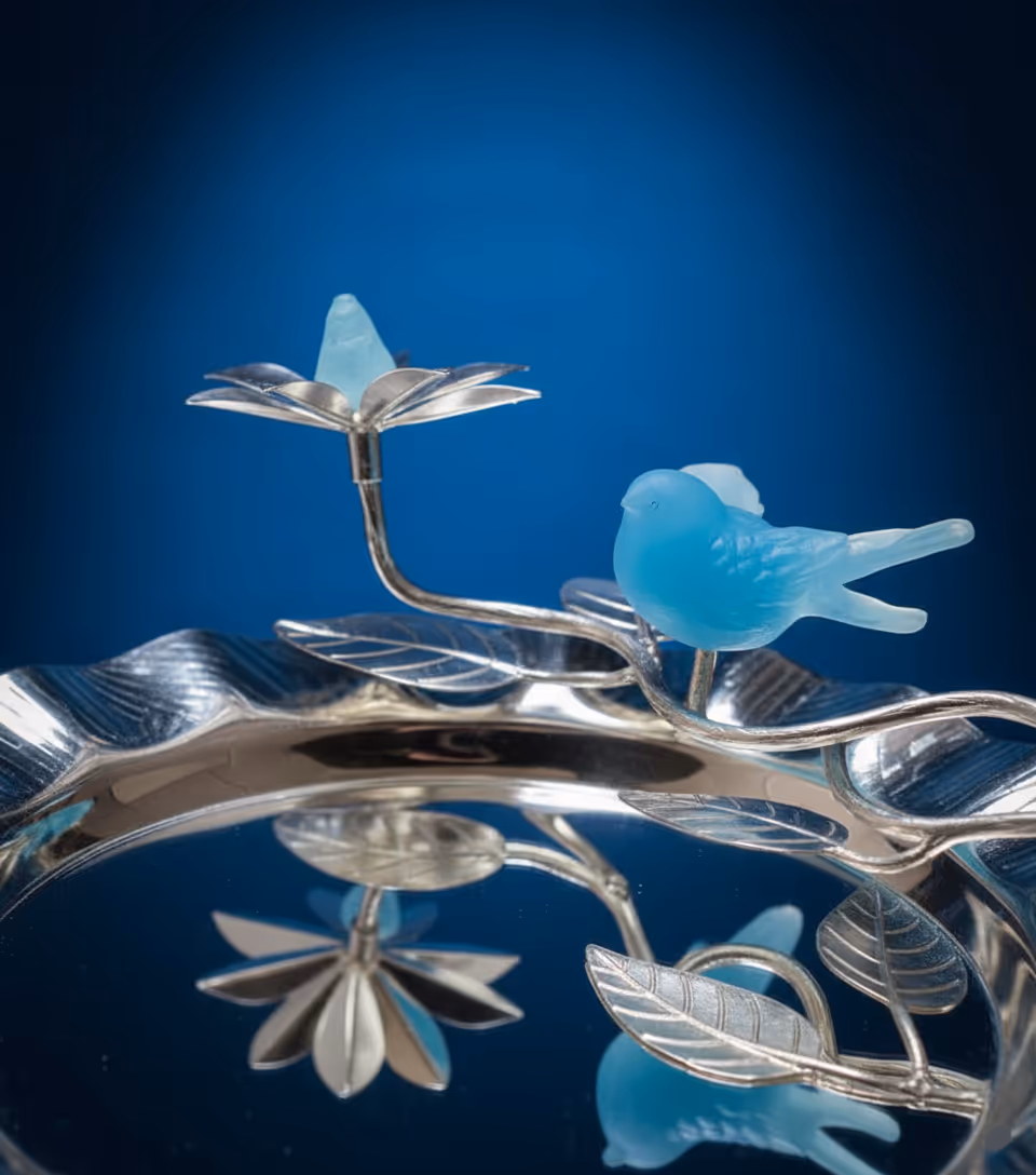 Magnolia Platter Big – large luxury silver serving platter