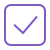 Purple square icon with a black checkmark inside.