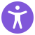Icon of a person with arms outstretched inside a circle representing accessibility.