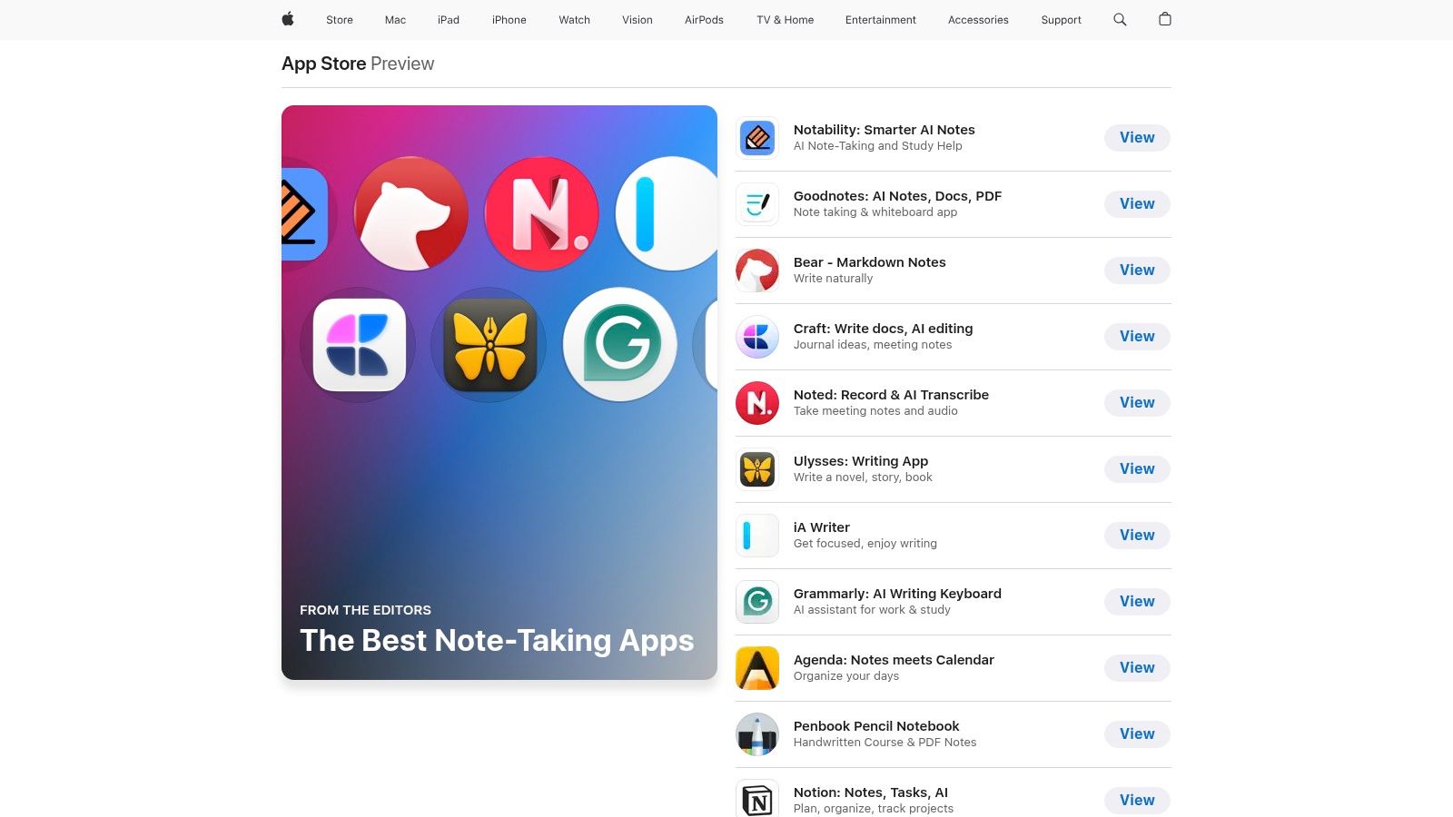 Apple App Store – The Best Note‑Taking Apps