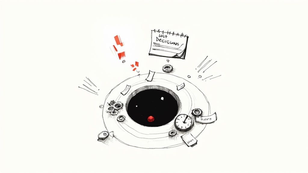 A person at a desk looking frustrated during an online meeting, highlighting the stress of unproductive meetings.