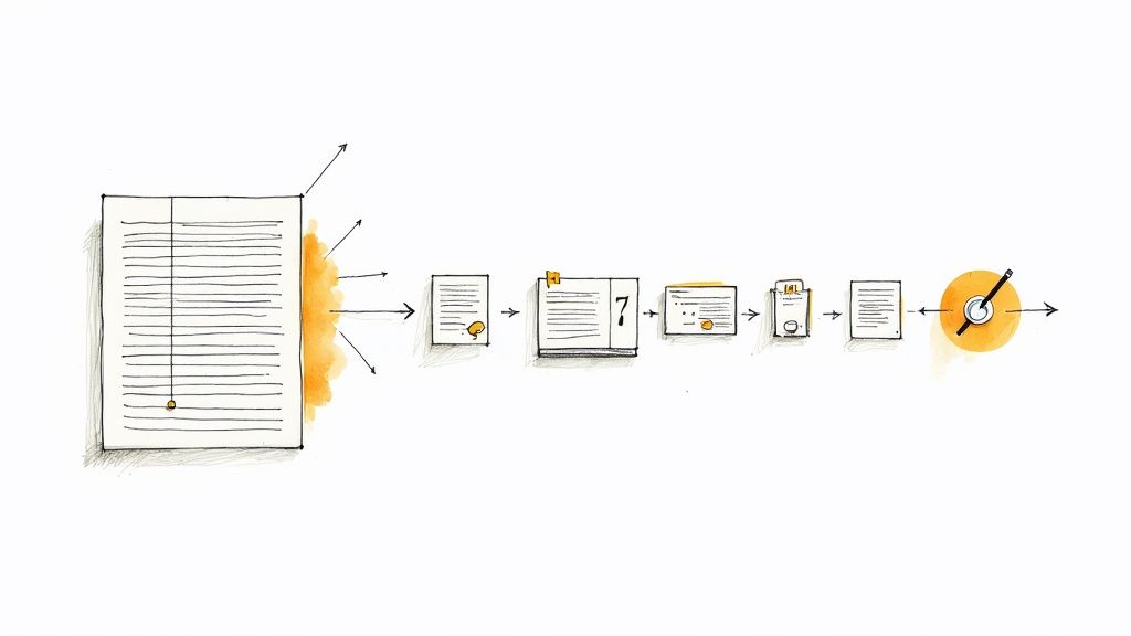 A person editing a transcript on a computer, with the corresponding video playing alongside it.