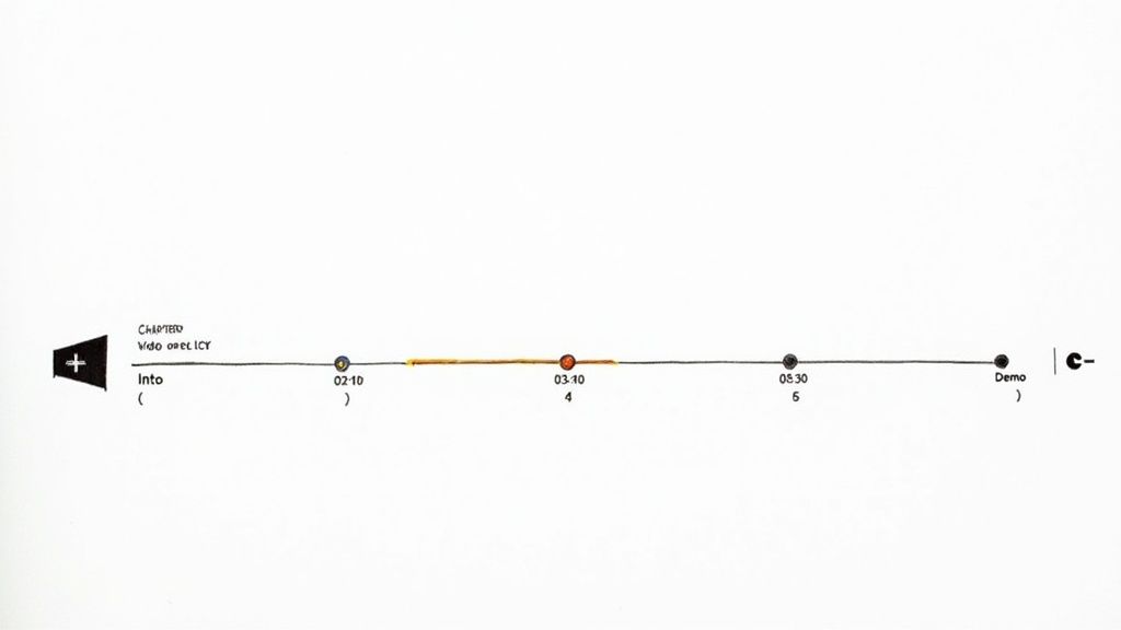 Видеохронология с отображением различных глав и временных меток, включая «Вступление», «02:10», «03:10», «05:30» и «Демо».