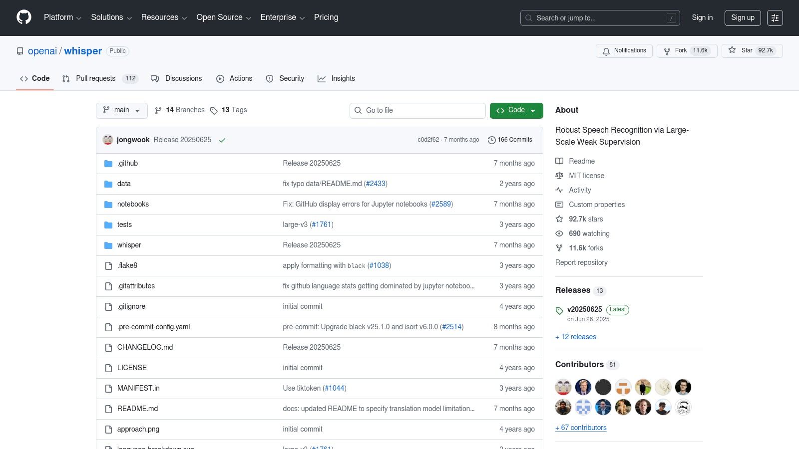 OpenAI Whisper (open-source)