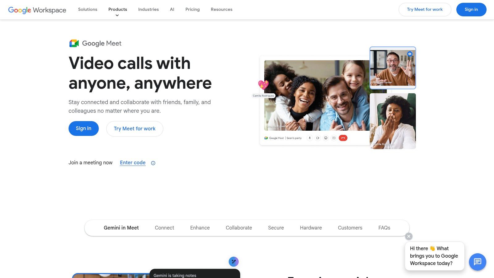 Google Meet with Gemini (Workspace)