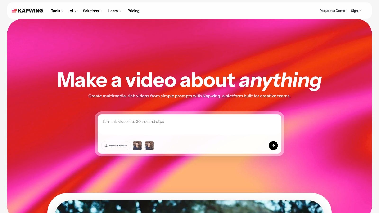 Kapwing's subtitle editor showing an animated subtitle style being applied to a video.