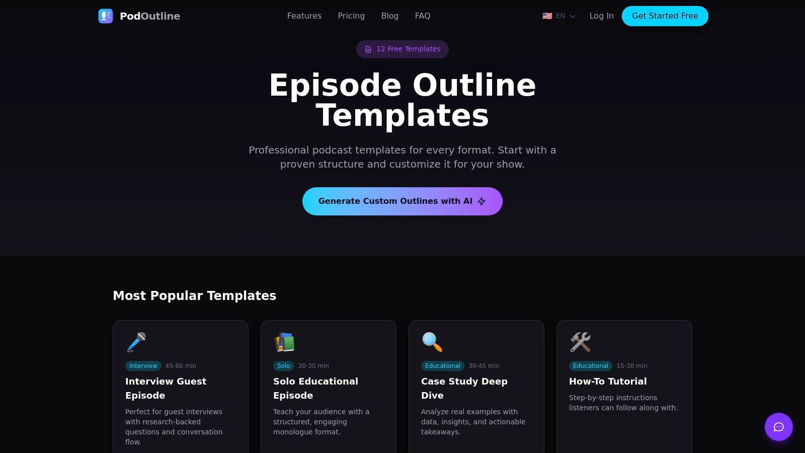 PodOutline – Free Show Notes Template (plus outlines/scripts library)