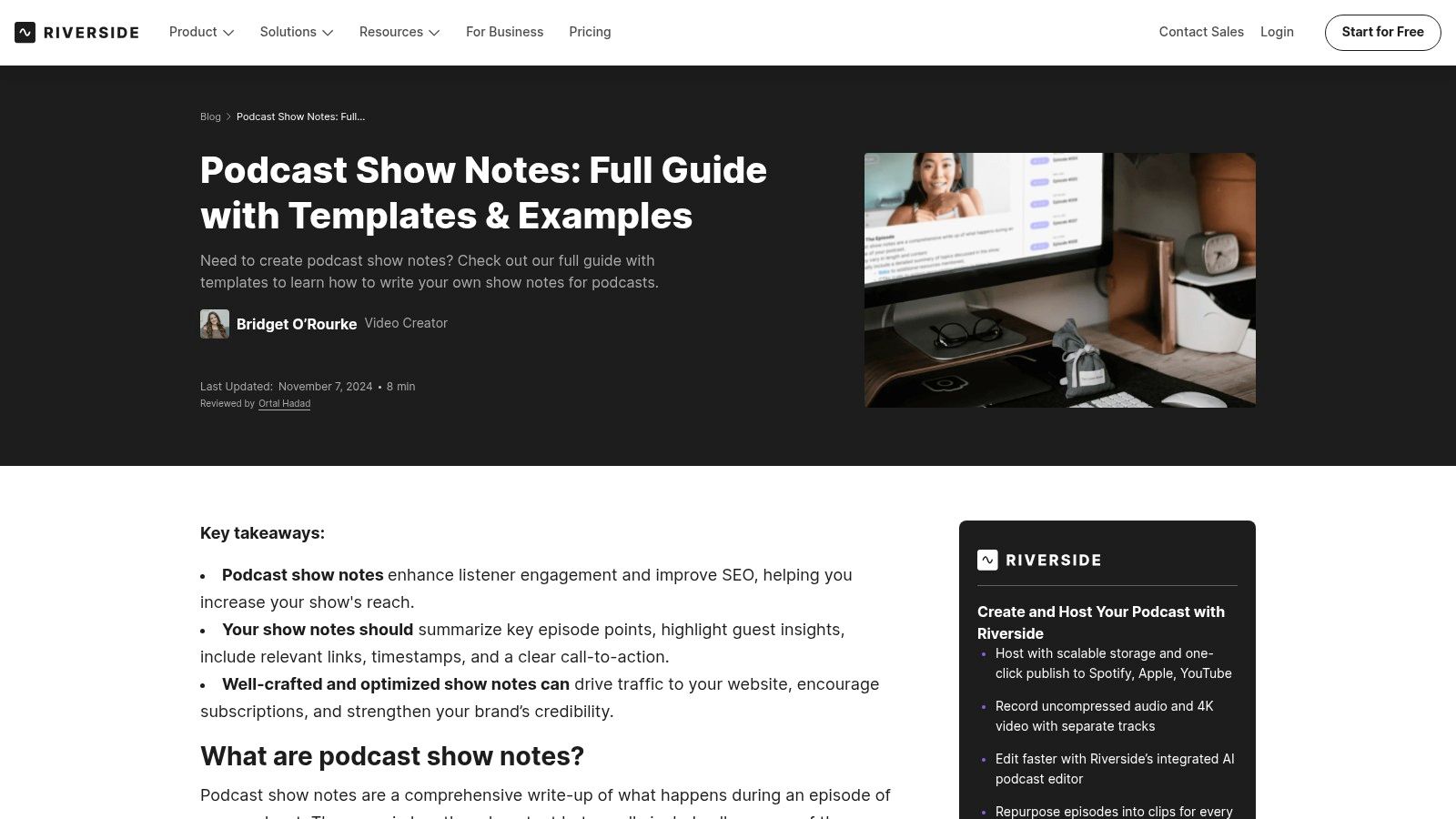 Riverside.fm – Podcast Show Notes: Full Guide with Templates & Examples