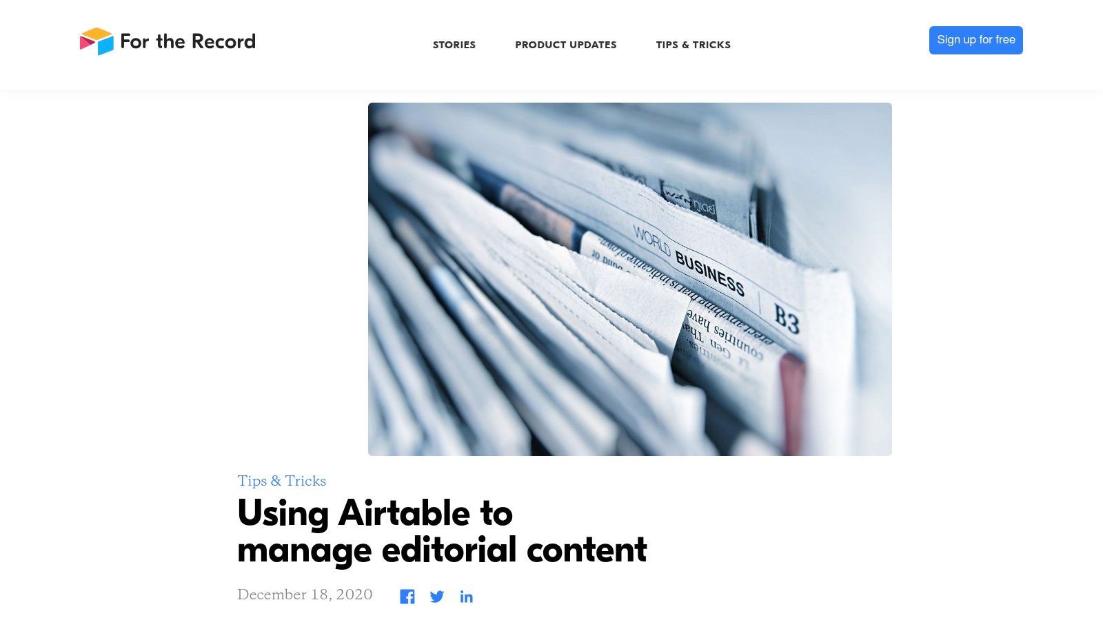 Airtable – Editorial/Content Calendar Templates